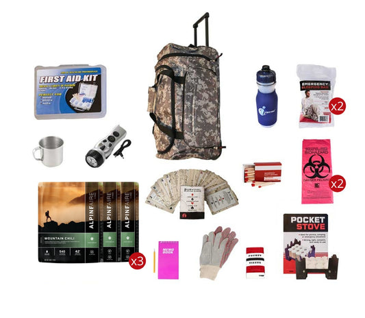 Food Storage Survival Kit - camo wheel bag