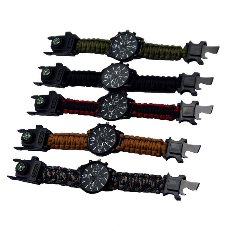 Outdoor Multi function Camping Survival Watch Bracelet Tools With LED