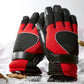 PJ02 Men Winter Windproof Anti-Slip Mittens Gloves Reflective Strip Leather Patchwork Fleece Warm