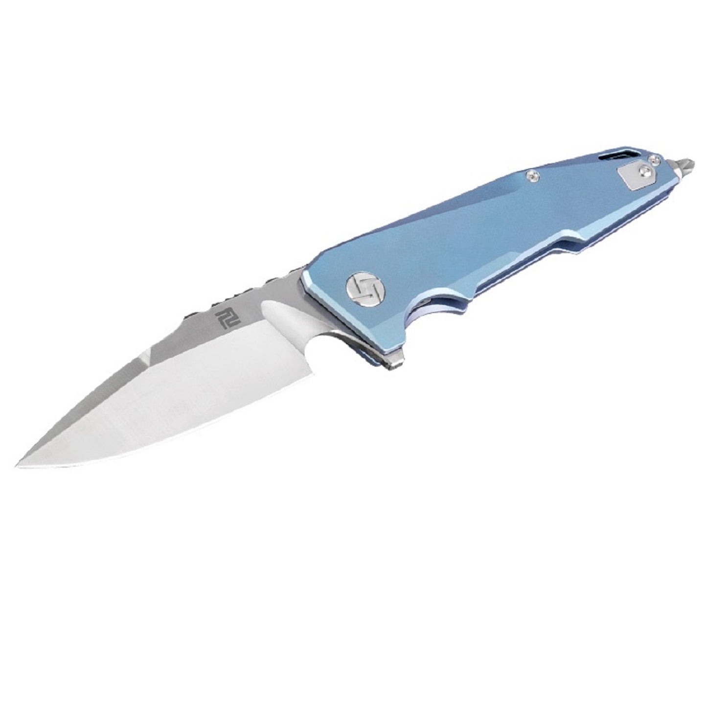 Artisan Predator Folder 3.74 in Blue Titanium Handle S35VN