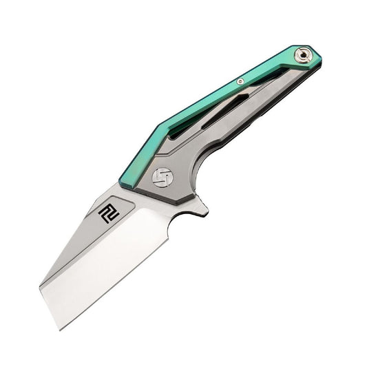 Artisan Ravine Folder 2.83 in M390 Blade Green Titanium Hndl