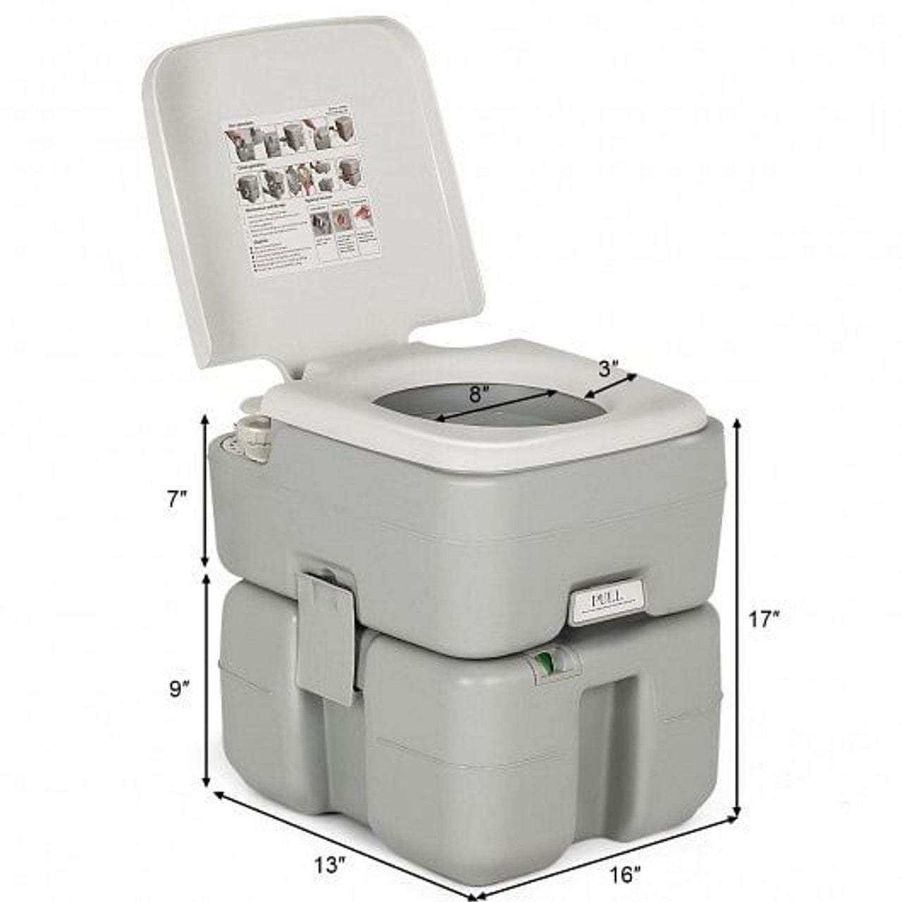 5.3 Gallon Portable Travel Toilet with Piston Pump Flush