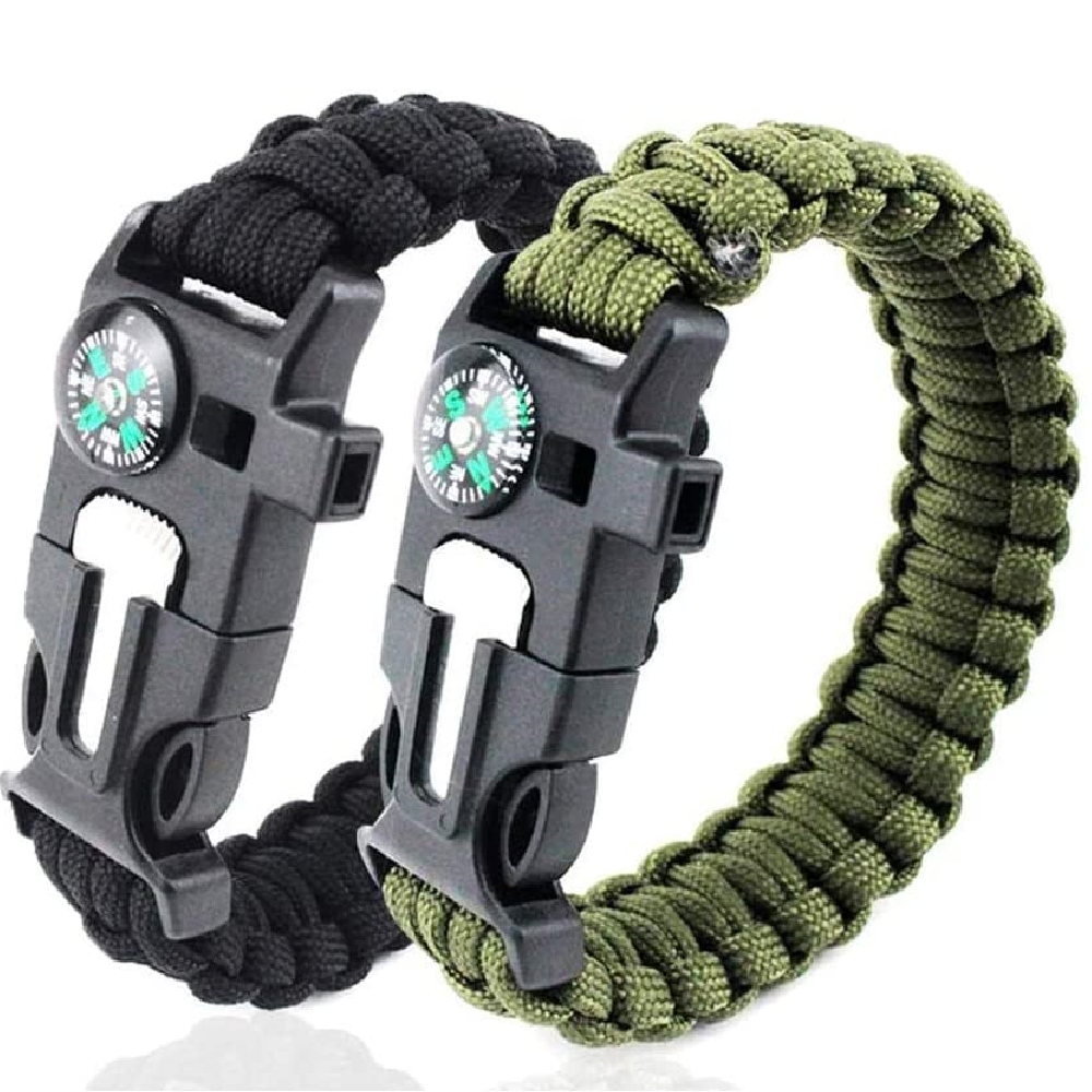 2 Pcs Emergency Bracelets Tactical Survival Gear with Compass Scraper