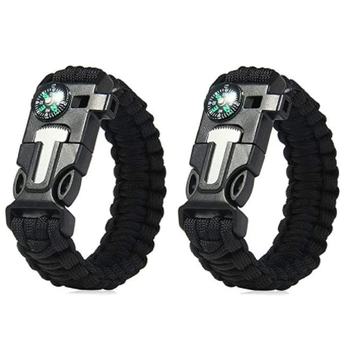 2 Pcs Emergency Bracelets Tactical Survival Gear with Compass Scraper