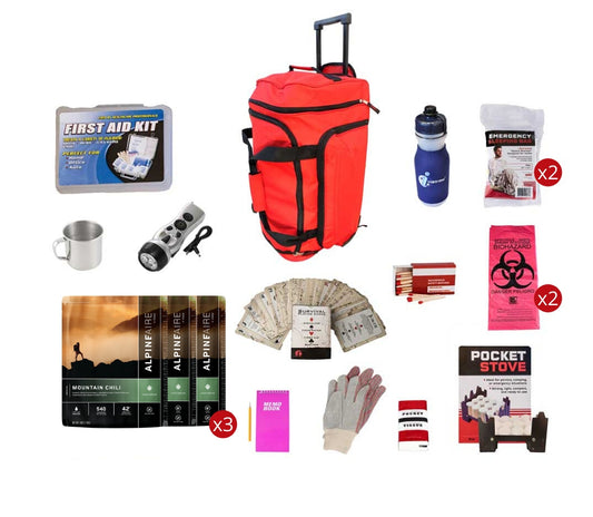 Food Storage Survival Kit - red wheel bag