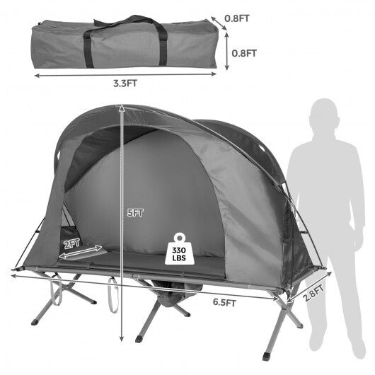 Cot Elevated Compact Tent Set with External Cover-Gray - Color: Gray