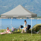 10 x 10 Feet Pop up Gazebo with 4 Height and Adjust Folding Awning-Gray - Color: Gray