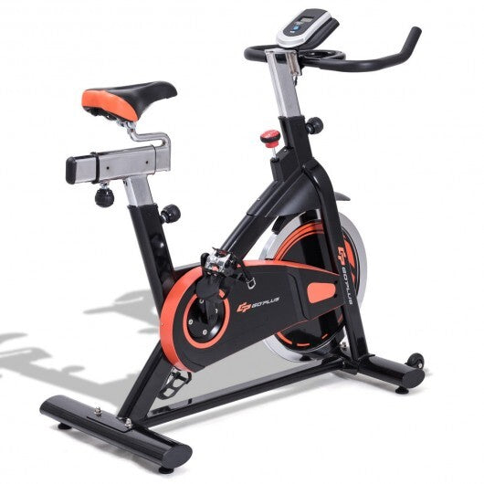 Indoor Fixed Aerobic Fitness Exercise Bicycle with Flywheel and LCD Display