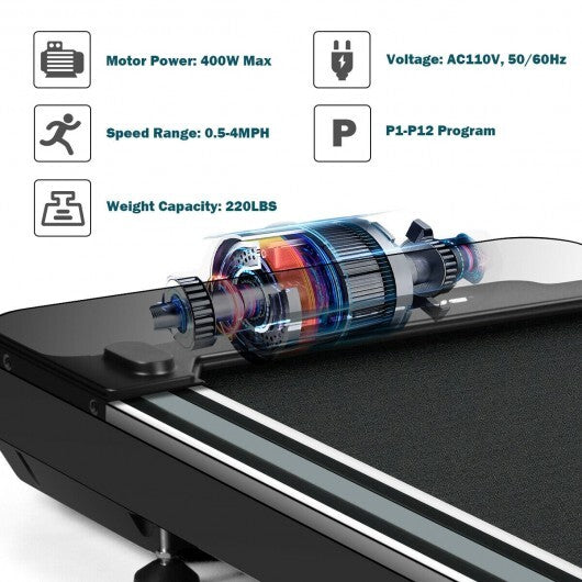 Under Desk Treadmill with Touchable LED Display - Color: Black - Size: 0.5-1.75 HP