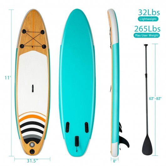 11' Inflatable Stand up Paddle Board Surfboard SUP with Bag - Size: L