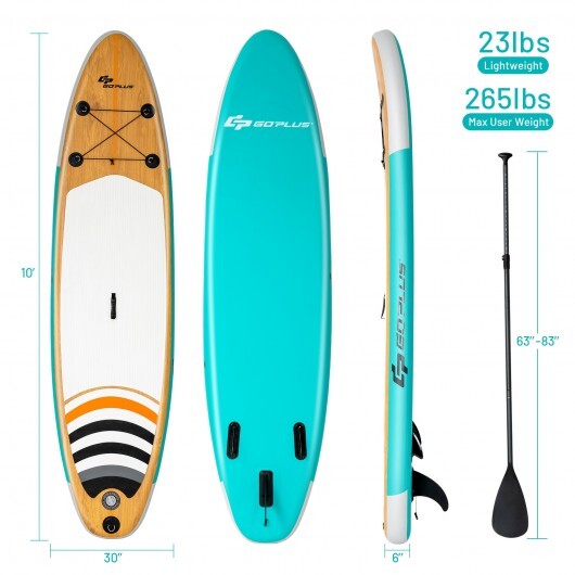 10' Inflatable Stand up Paddle Board Surfboard SUP with Bag - Size: S