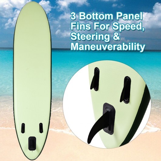 11 Feet Inflatable Standing Board Surfboard with Bag and Paddle - Color: Light Green