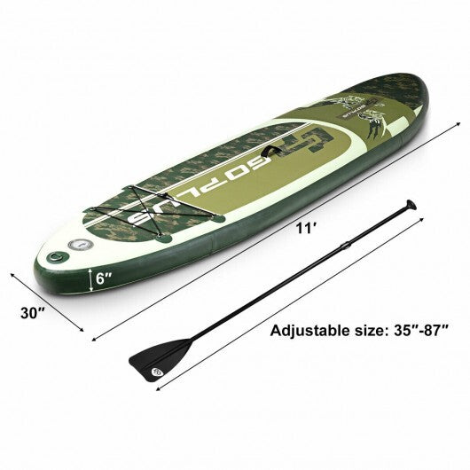 11 Feet Inflatable Standing Board Surfboard with Bag and Paddle - Color: Light Green