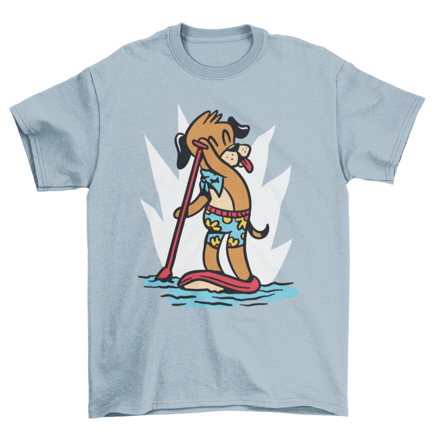 Dog stand up paddling t-shirt