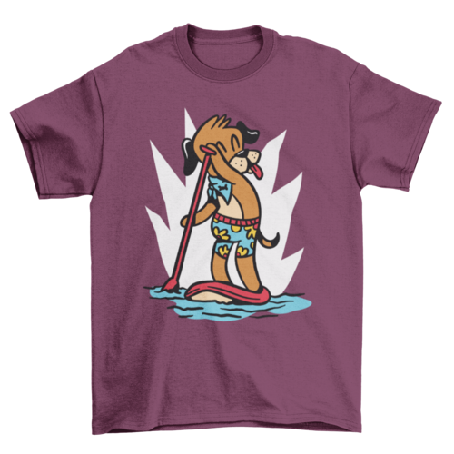 Dog stand up paddling t-shirt