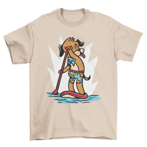 Dog stand up paddling t-shirt