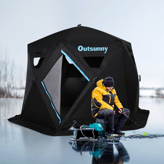 Outsunny 116.25" Pop-up Ice Fishing Shelter Tent for 4-6 People -40℃